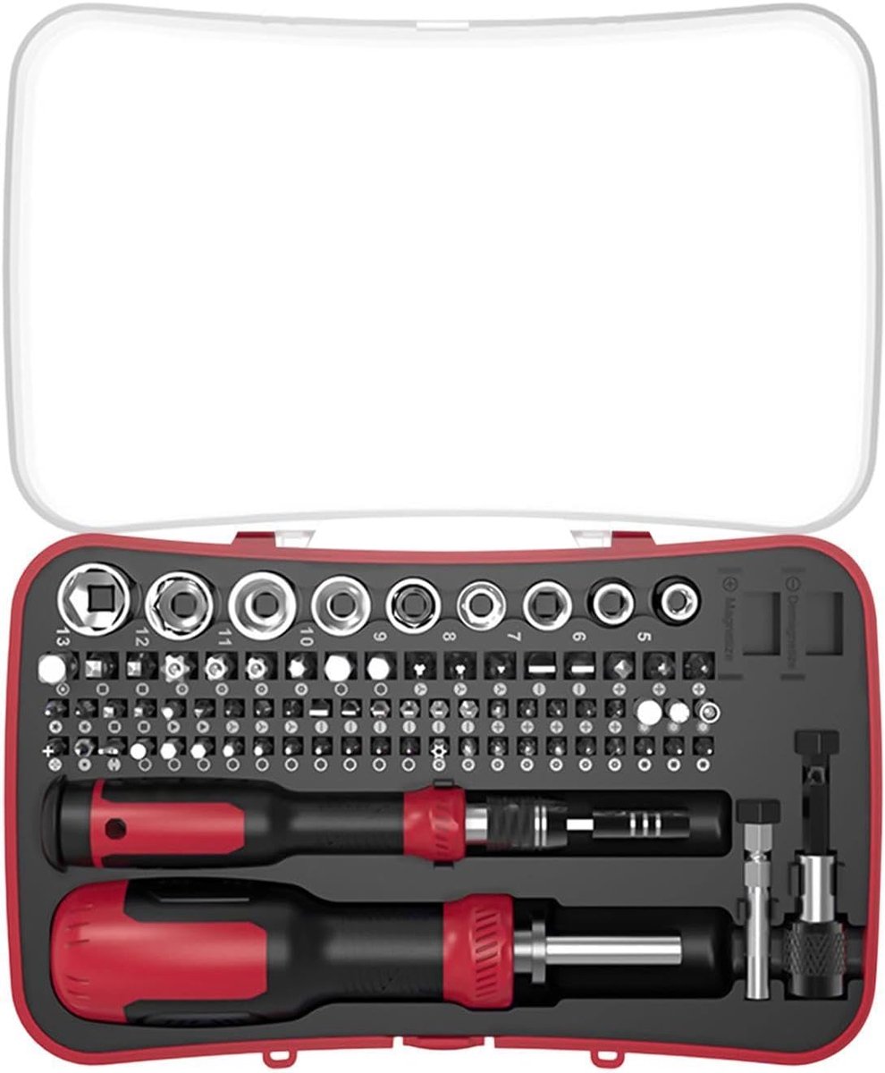 Schroevendraaier Set - Precisie Gereedschap - Klus Klussen - 77 Delig Ratel Systeem - Compact Opbergdoos - Grijs