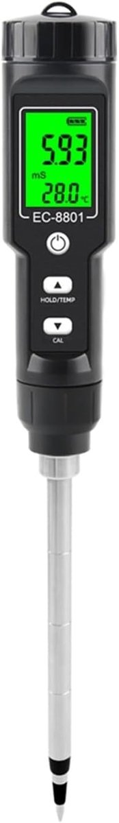 Vochtdetector Bodem - EC Meter - Planten Verzorgen - Automatische Compensatie - 0-10 mS/cm - Zwart
