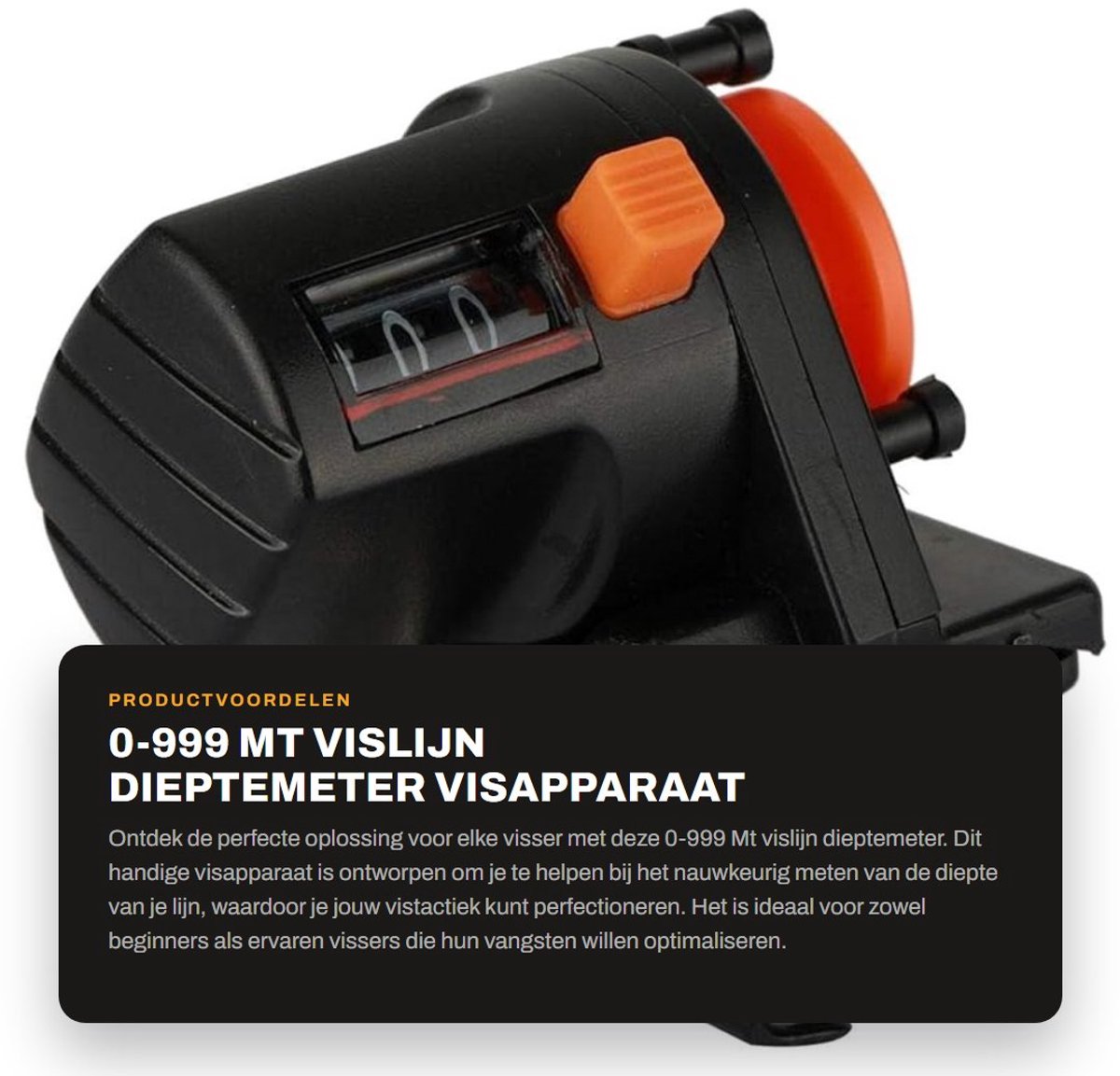Dailygoods- Dieptemeter 0-999 Meter - Vislijnteller - Tweewege-meting - Schokbestendig - Kunststof - 60 x 55 mm - Vislijnmeter