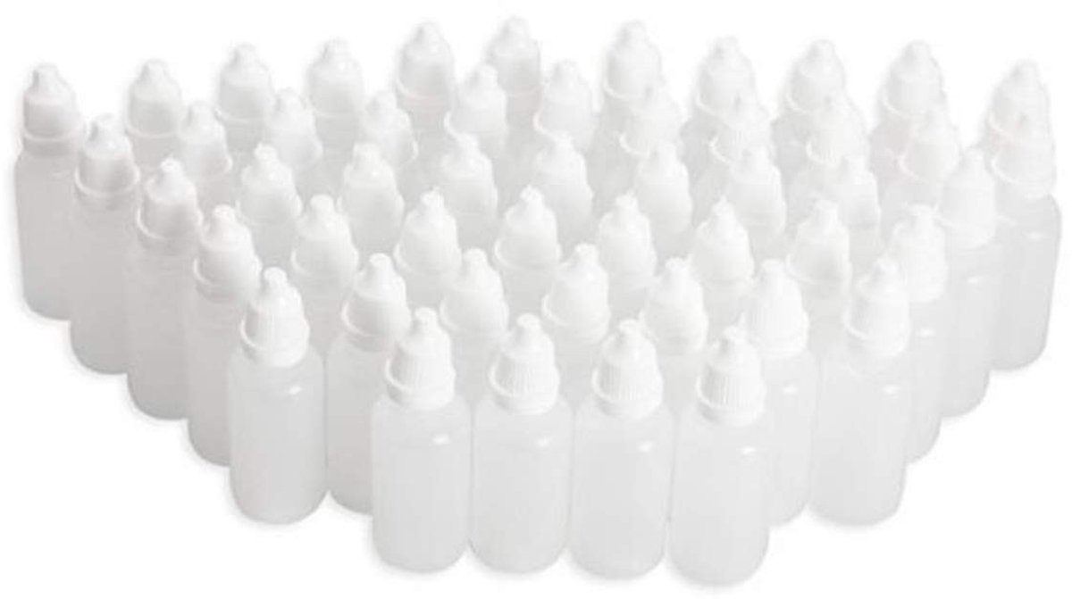 Dailygoods- Druppelfles 30ml - Knijpbare Flacon - 50 Stuks - Transparant - PE Plastic - Verwijderbare Druppelaar - Knijpfles