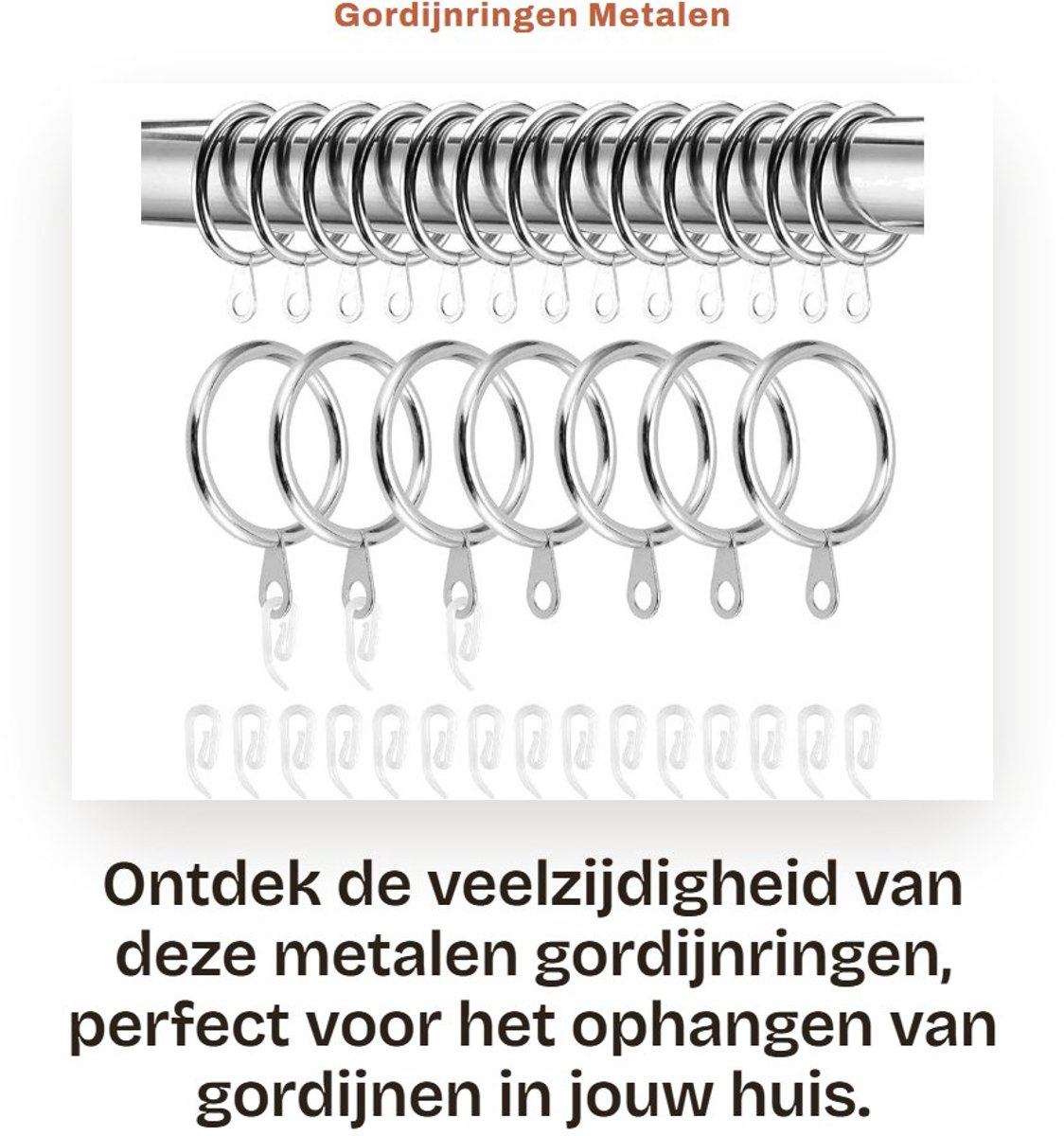 Dailygoods- Gordijnringen 50 Stuks - Metalen Gordijnringen 1,3 Inch - Gordijnroedenringen - Roestbestendig - Voor Raam/Douchegordijn - Hoogwaardige Kwaliteit - Gordijnhaak
