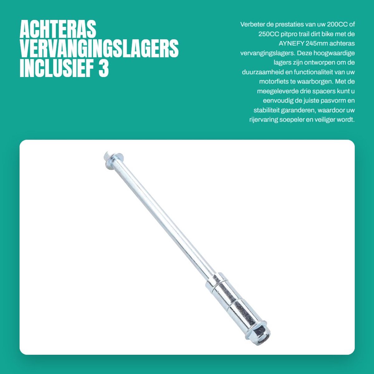 Dailygoods- Wiellagers 245Mm Vervangingsset - Achteras - Vooras - Geschikt voor 200CC/250CC PIT PRO Trail Dirt Bike - Inclusief 3 Spacers