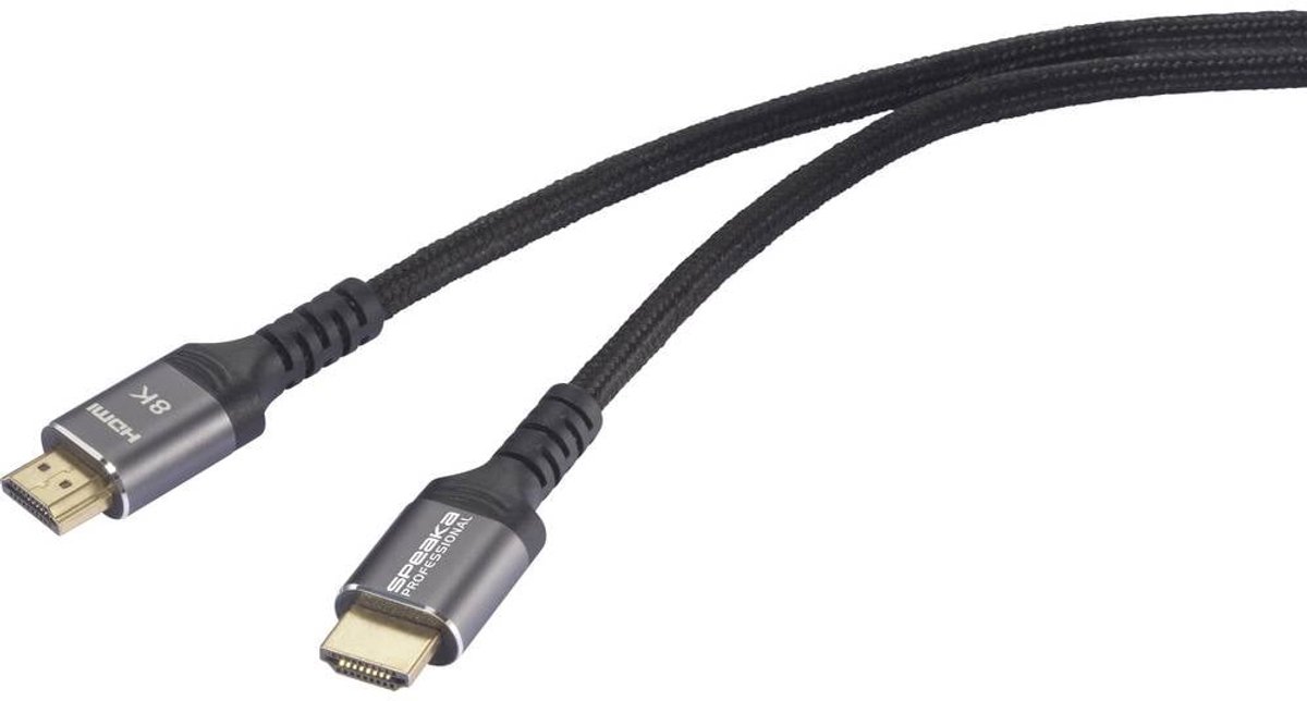 SpeaKa Professional SP-13125632 HDMI-kabel HDMI Aansluitkabel HDMI-A-stekker, HDMI-A-stekker 2.00 m Zwart 8K UHD