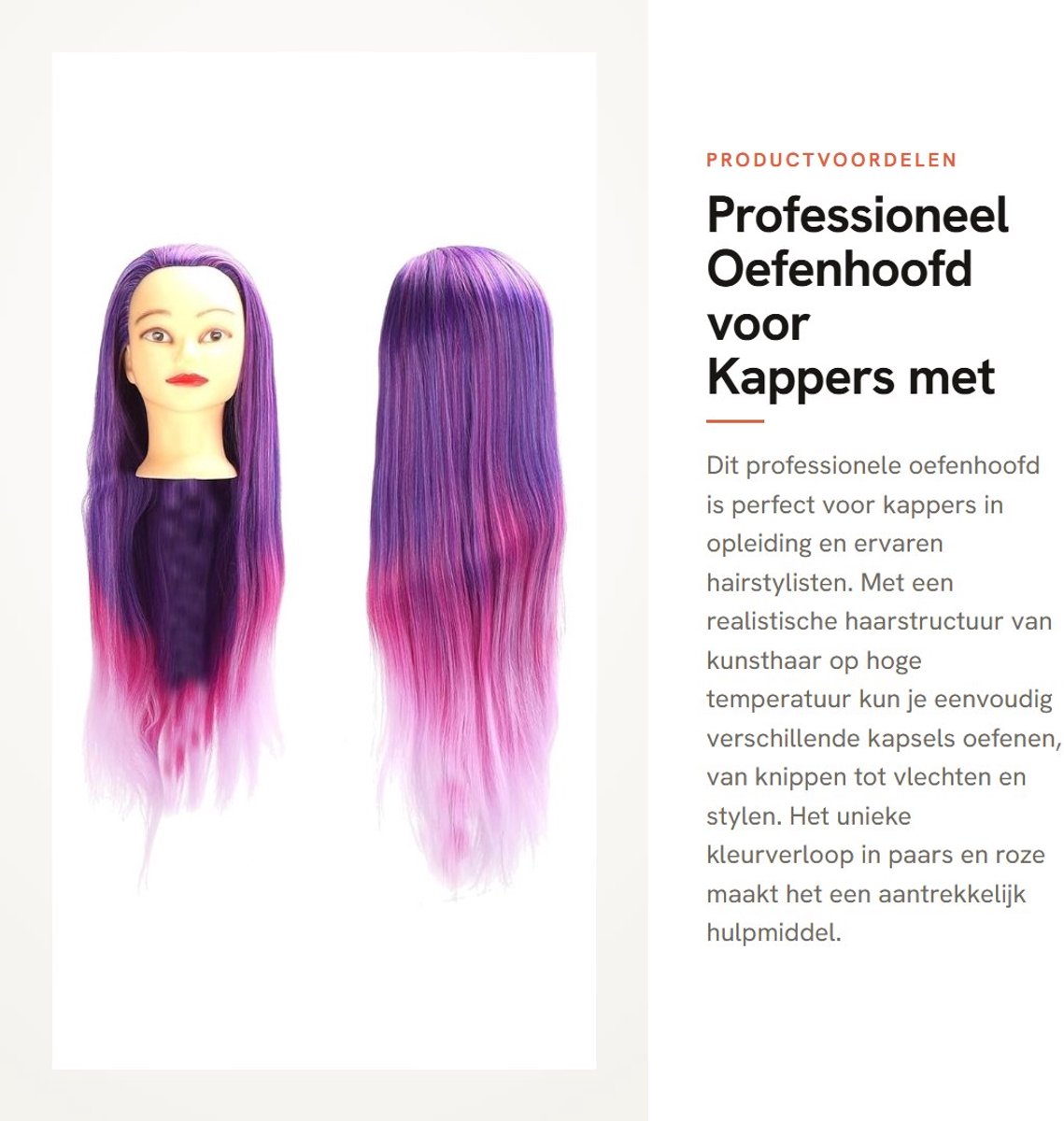 Dailygoods- Oefenhoofd Professioneel - Kappershoofd Kunsthaar - Etalagepop Lichtgewicht - Vlechten/Styling - Geschikt voor Studenten - Eenvoudig te Gebruiken