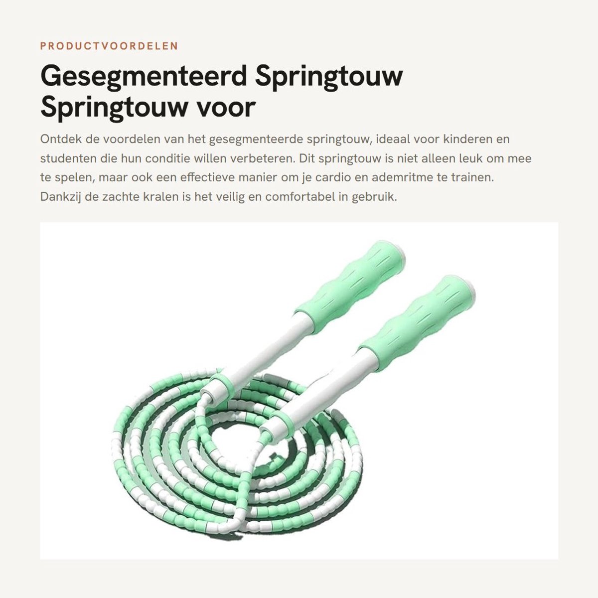 JHUBERS- Springtouw Antislip - Gesegmenteerd Springtouw - Lichtgewicht - Compact - Draagbaar - Verbeter je cardio - Springtouwtje