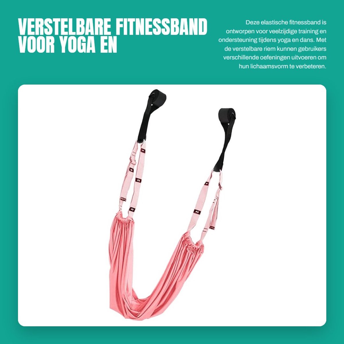 Dailygoods- Fitnessband Verstelbaar - Antenne Riem - Opvouwbaar - Lichtgewicht - Polyester Katoen - Sterke Draagcapaciteit - Trainingsband
