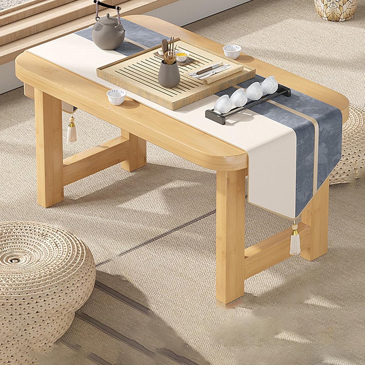 Bamboe Salontafel - Lage Theetafel - Ontbijten in bed - Opvouwbaar en stevig - 70x40x35 cm - Natuurlijk hout