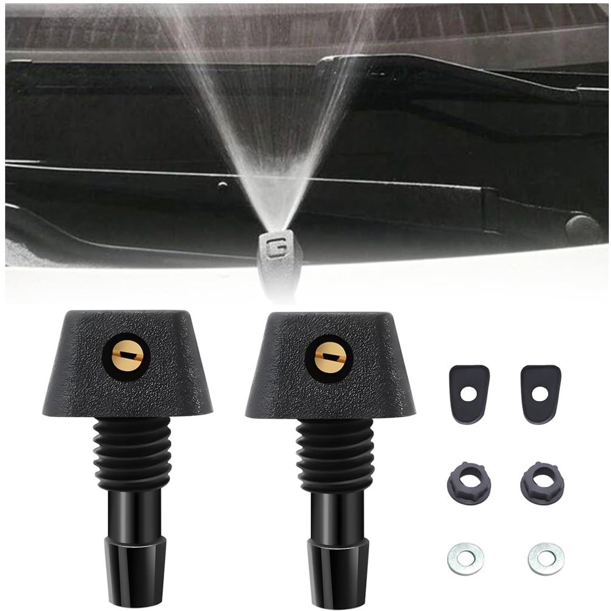 Dailygoods- Ruitensproeier 2 Stuks - Universele Automatische Vervangingskit - Voorruit Wasmachine Nozzle - Hoogwaardig Metaal/ABS - Effectieve Reiniging - Ruitensproeiers