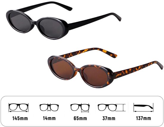 Dailygoods- Zonnebrillen Retro - 2 Stuks Ovaal/Cat Eye - Hoogwaardig Kunststof - Zwart/Bruin - Modieuze Montuur - Perfect voor Dames - Retro Zonnebril van Dailygoods — afbeelding 3