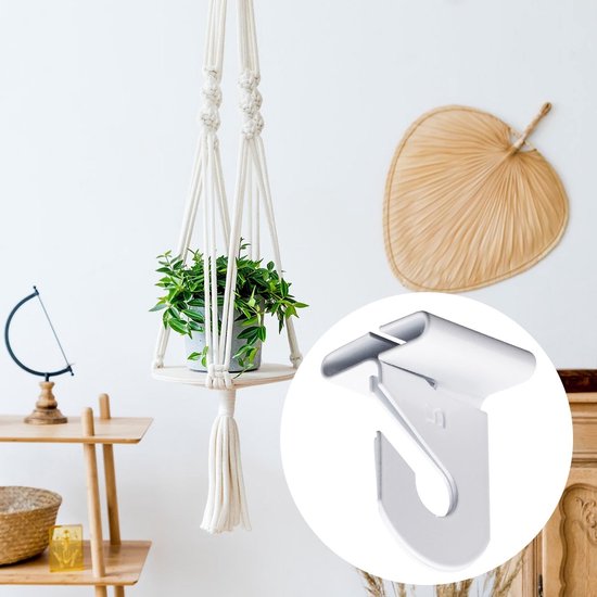 Allecto - Drop Ceiling Hooks - Plafondhaken - Wit - Hangdecoraties - Ideaal voor planten en lampen - 10 paar haken van Merkloos — afbeelding 4