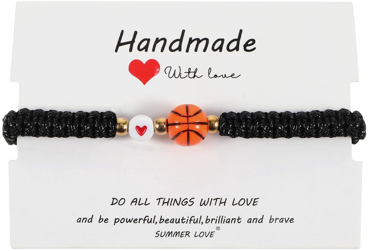 Dailygoods- Vriendschapsarmband Verstelbaar Ontwerp - Vriendschapsarmbanden voor 2 - Basketbalcadeau - Kinderverjaardag - Teamgeest - Kameradschap - Basketbalarmband