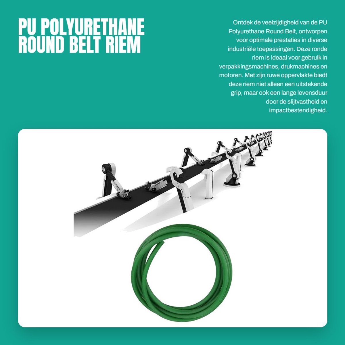 Dailygoods- Polyurethaan Riem 10mm - Ruw Oppervlak - Groen