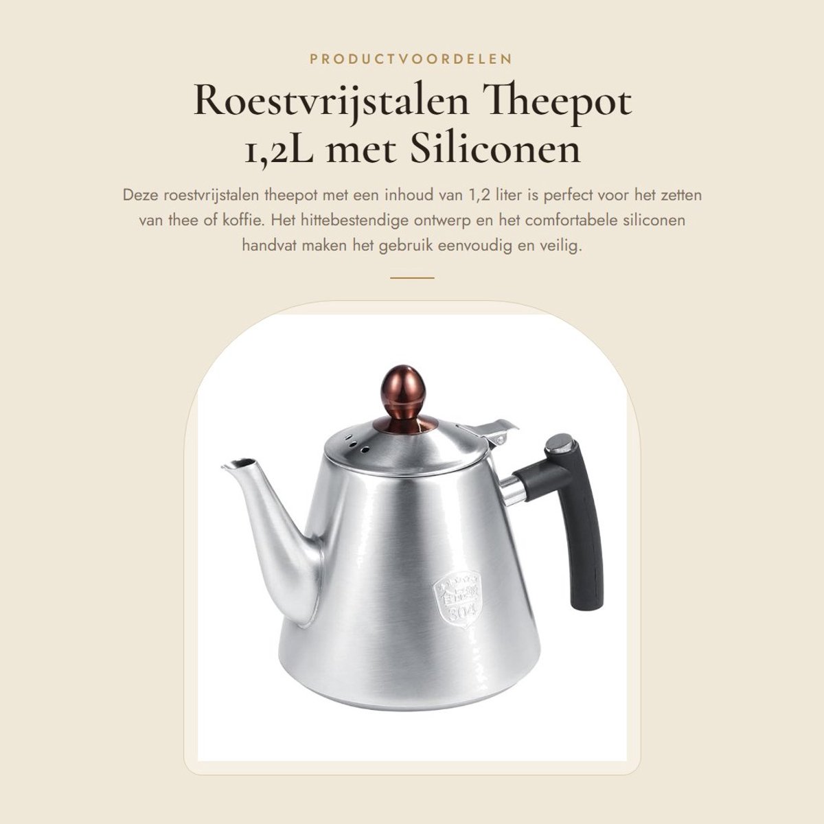 Dailygoods- Theepot 1,2L Roestvrij Staal - Hittebestendig - Mat - Gepolijst - Siliconen Handvat - Duurzaam en Corrosiebestendig - Waterkoker