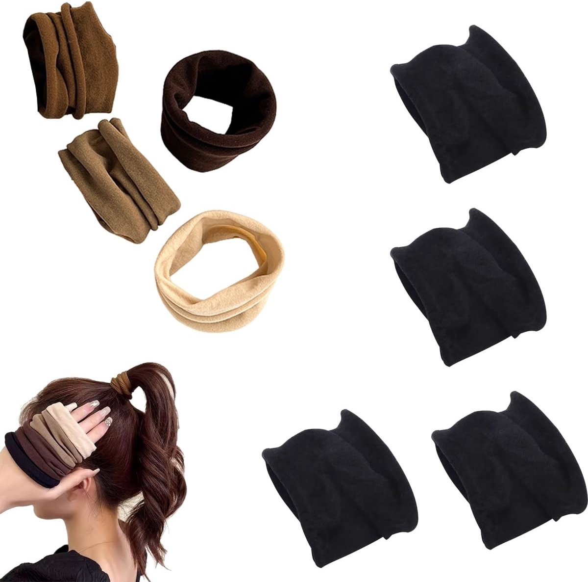 Dailygoods - 8 stuks haarelastiekjes scrunchies voor dames, haarbanden, beweging, haarsieraad, effen, klein formaat, elastische dikke banden, haarclip