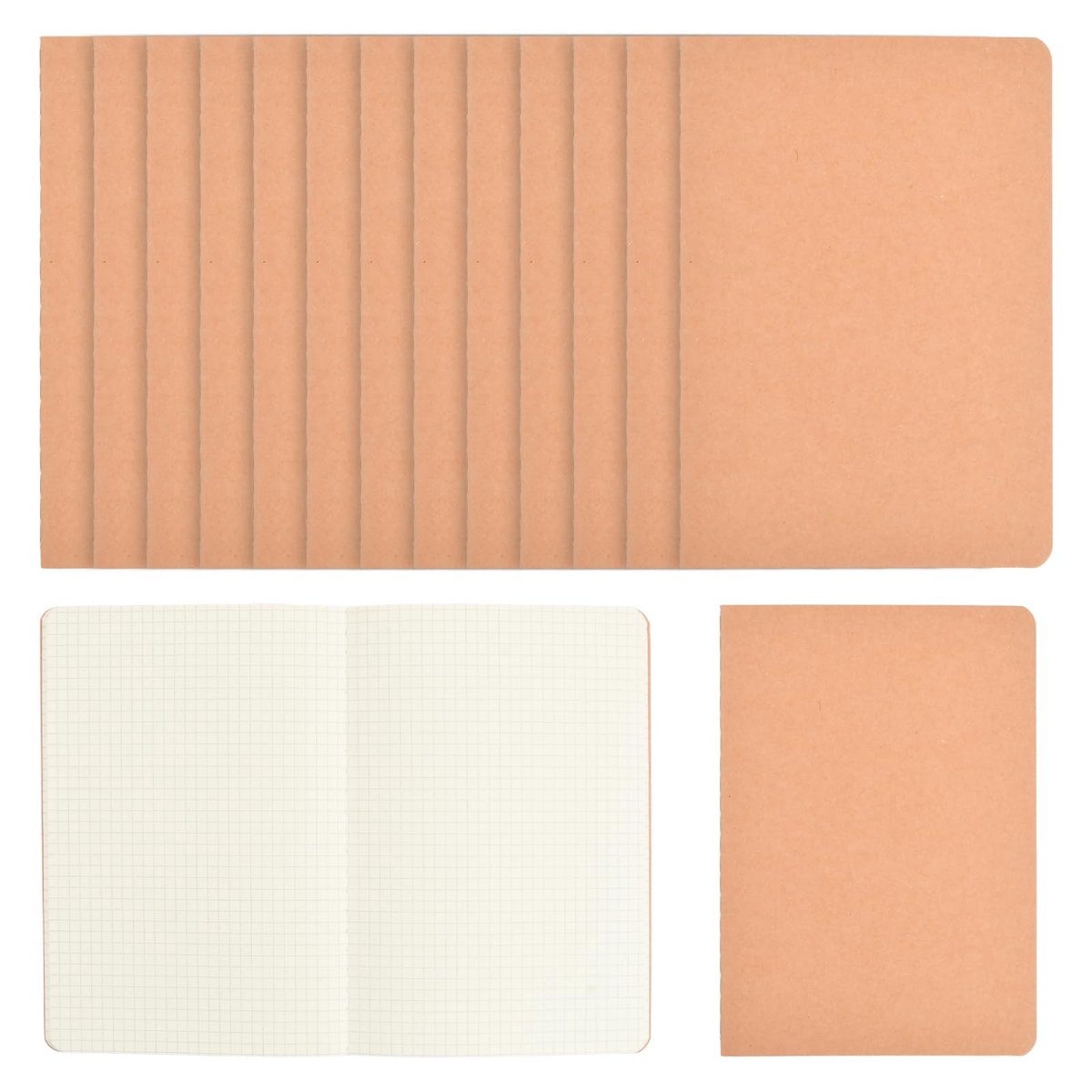 Dailygoods - Notitieboek, A5, kraftpapier, 72 pagina's per blok, 36 vellen, notitieboek voor vrouwen en mannen, voor kinderen, studenten, volwassenen, kantoor, school, 14 x 20 cm