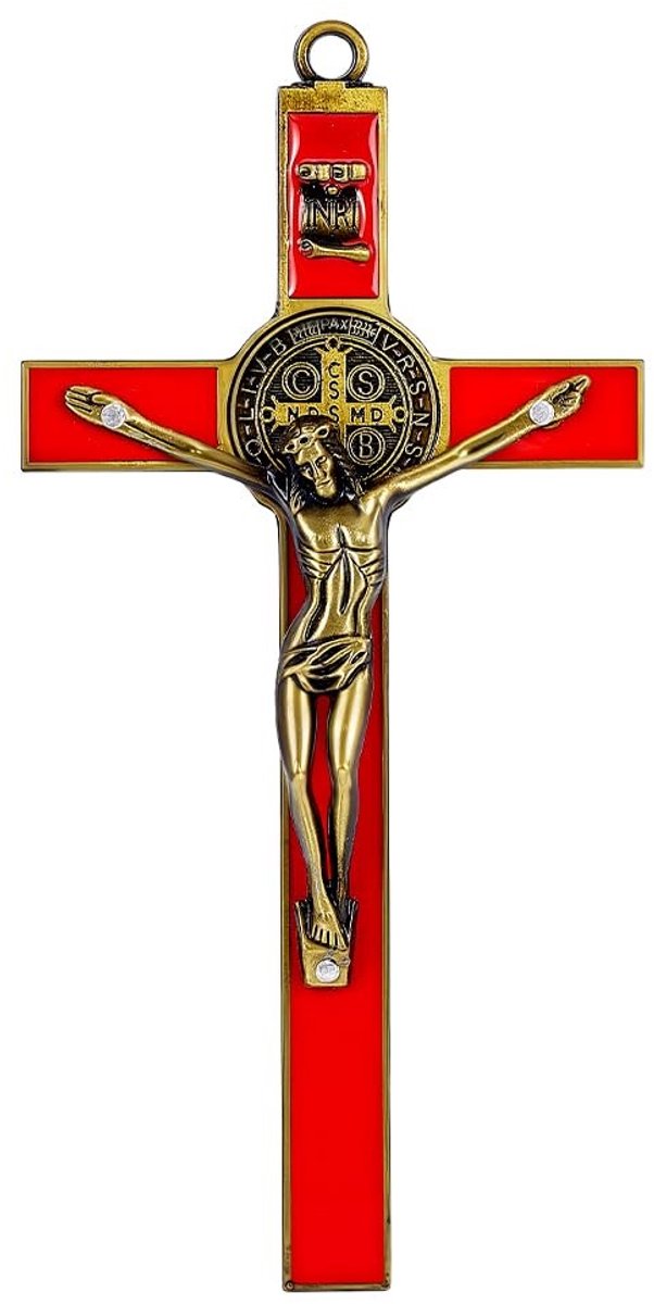 Dailygoods- Kruisbeeld Antiek Brons - Wanddecoratie Metalen Kruis - Jezus Christus Muurdecoratie - Spirituele Versterking - Handgemaakt - 193x94x18mm