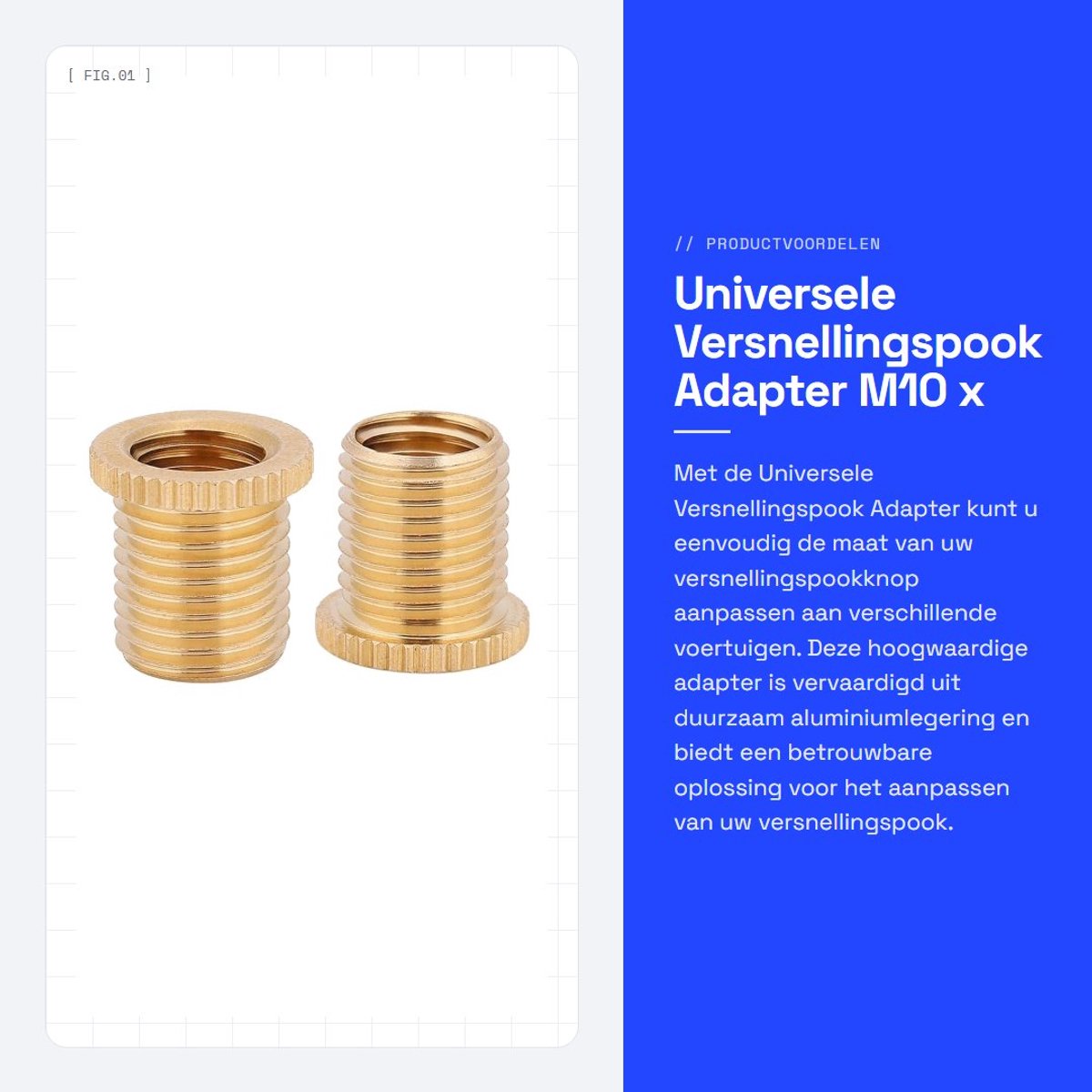 Dailygoods - Universele Versnellingspook Adapter M10 x 1.25, M10 x 1.5, M8 x 1.25 - Aluminium Kleur Goud