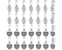 Dailygoods- Bails 120 Stuks - Antieke Zilveren Hanger - Hartvormige/Ovale Ontwerpen - Sieraden Maken - DIY Cabochons - Gebruiksvriendelijke Bevindingen - Sieradenbevestigingen