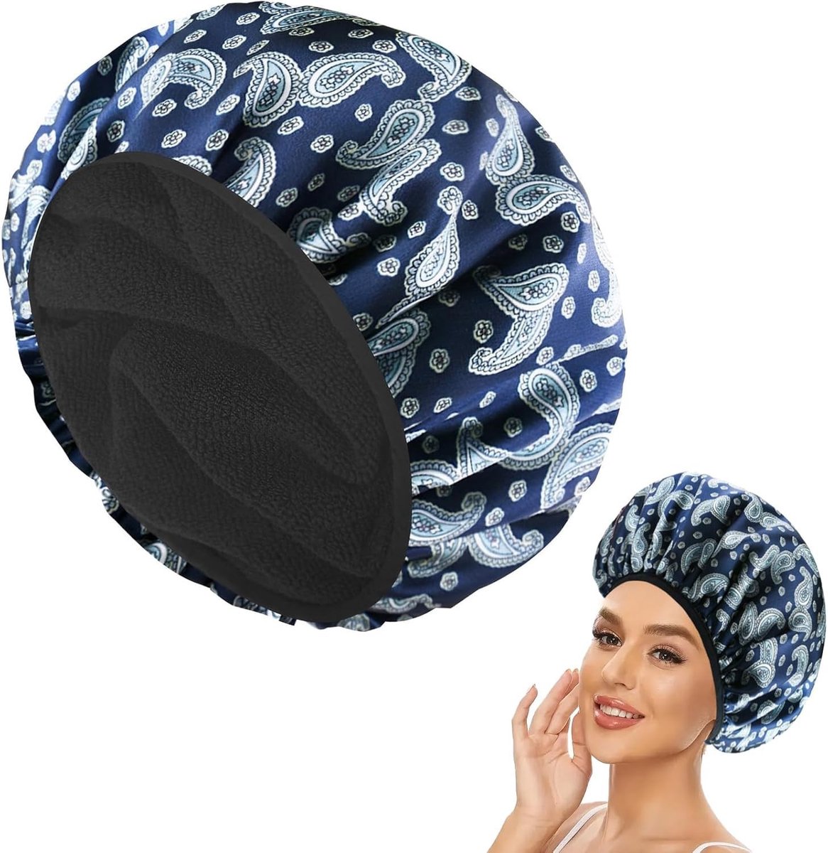 Dailygoods- Douchemuts Drielaags - Waterdichte Douchemuts - Herbruikbare Douchemuts - Extra Grote Douchemuts - Haarbescherming - Microvezelvoering