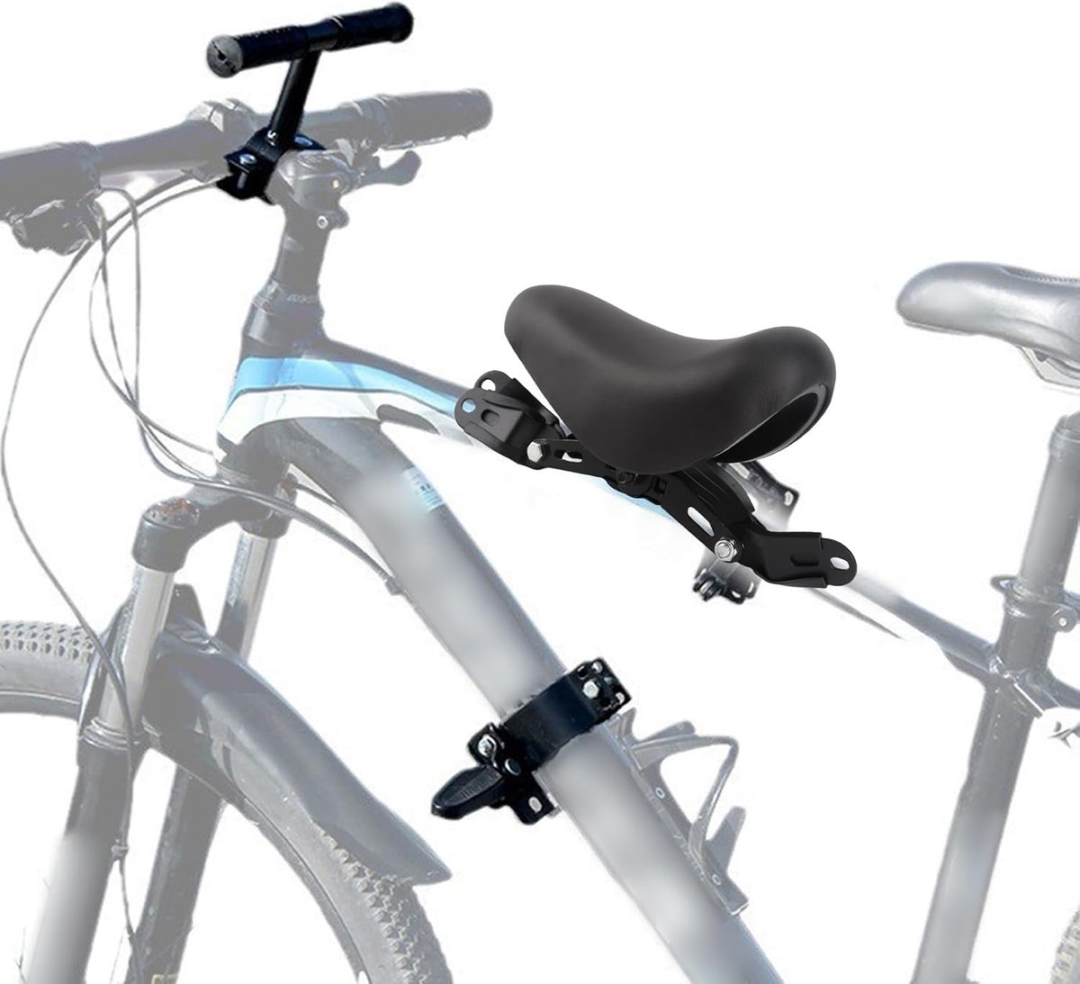 Fietsstoeltje voor Kinderen - Voormontage Fietsstoel - Samen Fietsen - Met Stuur en Pedalen - 1.64 kg - Zwart