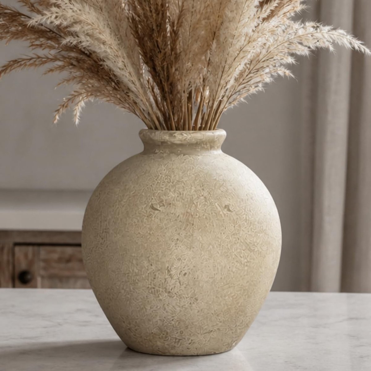 Dailygoods- Keramische Vaas - Stijlvol Rustiek Ontwerp - Bloemenvaas - Gedroogde Bloemen - Tafeldecoratie - Hoogwaardig Keramiek