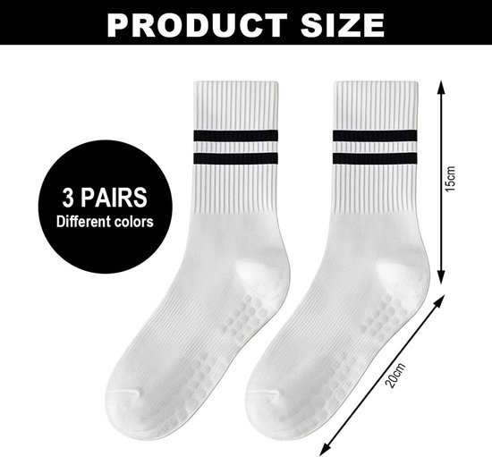 Dailygoods- Pilates Sokken Antislip - 3 Paar Grip Sokken - Yoga/Sokken - Dans/Sokken - Elastische Reformer Sokken - Katoenen Materiaal - Yogasokken van Dailygoods — afbeelding 3