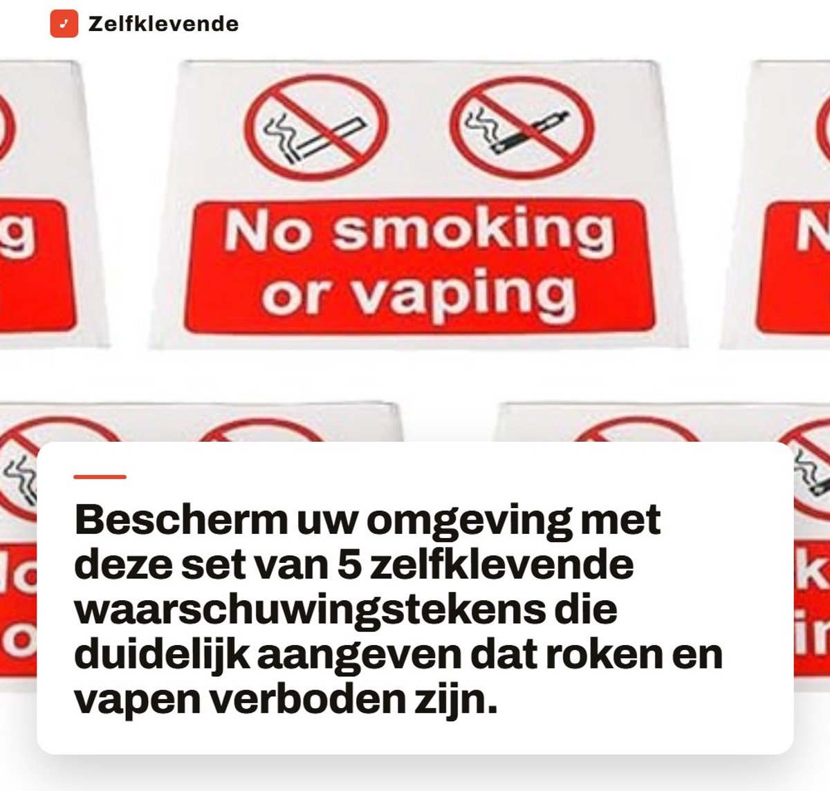 Dailygoods- Veiligheidswaarschuwingsborden - Pakket van 5 - Zelfklevend - Verboden te roken/dampen - Voor binnen/buiten - Duurzaam papier - Afmetingen 180 x 135 mm - Rookverbodsborden