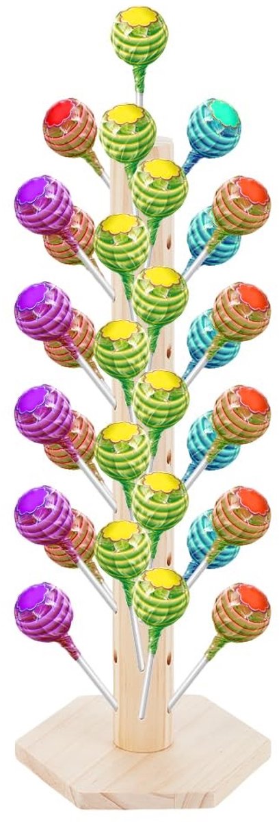 Dailygoods - Houten Cake Pop Stand met 60 Gaten - Lolly Display voor Feesten