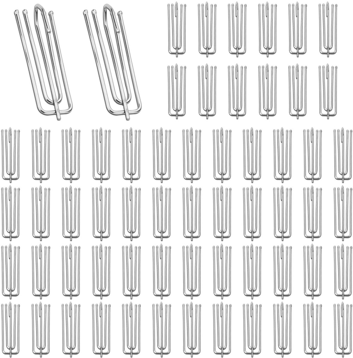 Dailygoods- Gordijnhaken 60 Stuks - Roestvrij Staal - Vierpuntig - Eenvoudig te Installeren - Voor Gordijnen - Hoge Kwaliteit