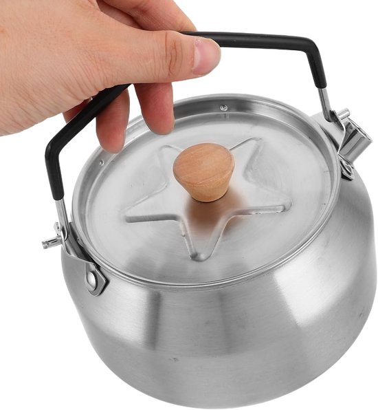 Kampeerketel - Theepot Waterkoker - Outdoor Koken - Roestvrijstaal - 1 Liter - Zilver — afbeelding 3