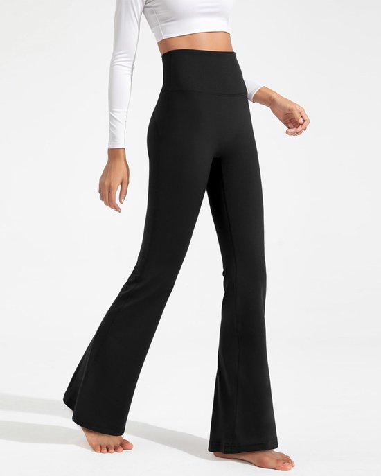 Dailygoods- Leggings Dames - High Waist met V-Crossover Tailleband - Flared Sportleggings - Stretch Fitnessbroek - Buikcontrole - Zacht en Elastisch Materiaal - Sportbroek van Dailygoods — afbeelding 5