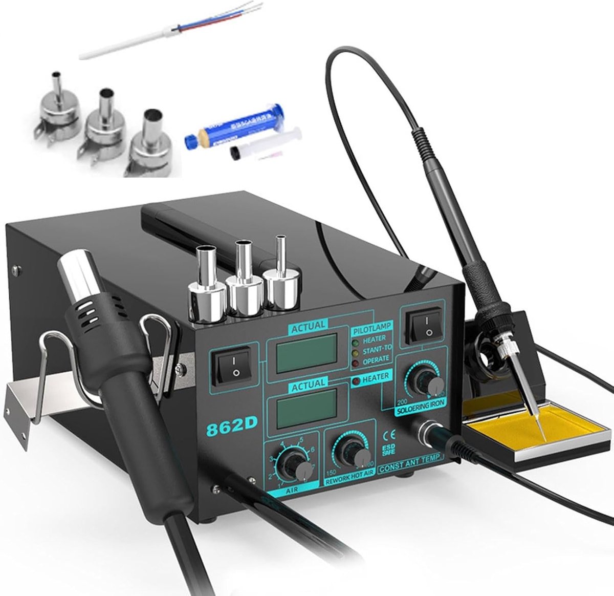Desoldeerstation - Soldeerstation Kit - Elektronica Reparatie - Instelbare Temperatuur - 700W - Zwart
