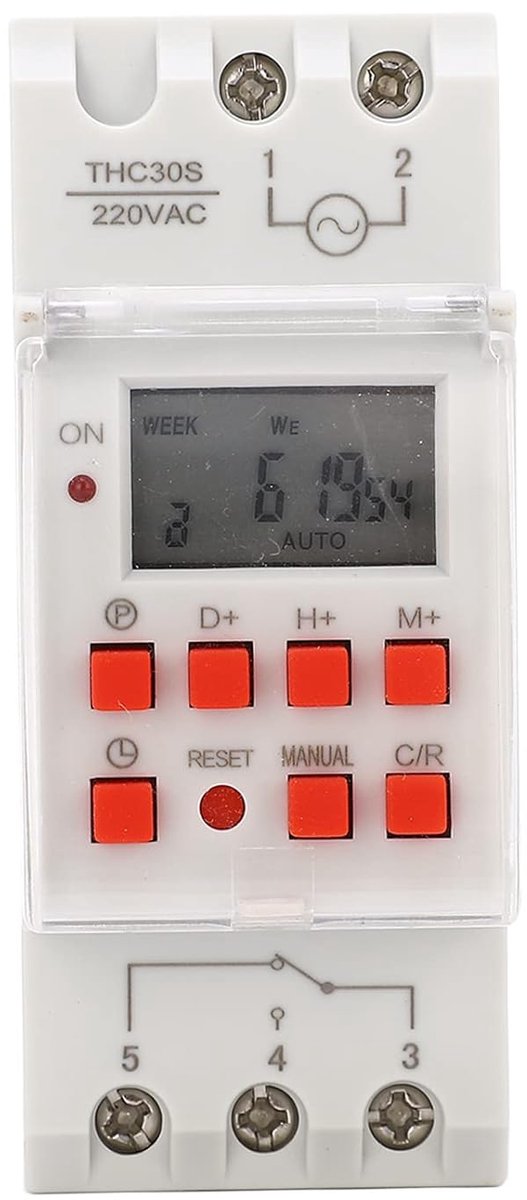 Digitale Tijdschakelaar - Programmeerbare Timer - Apparaten Sturen - 20 Aan Uit Cycli - 30 Ampere - Grijs