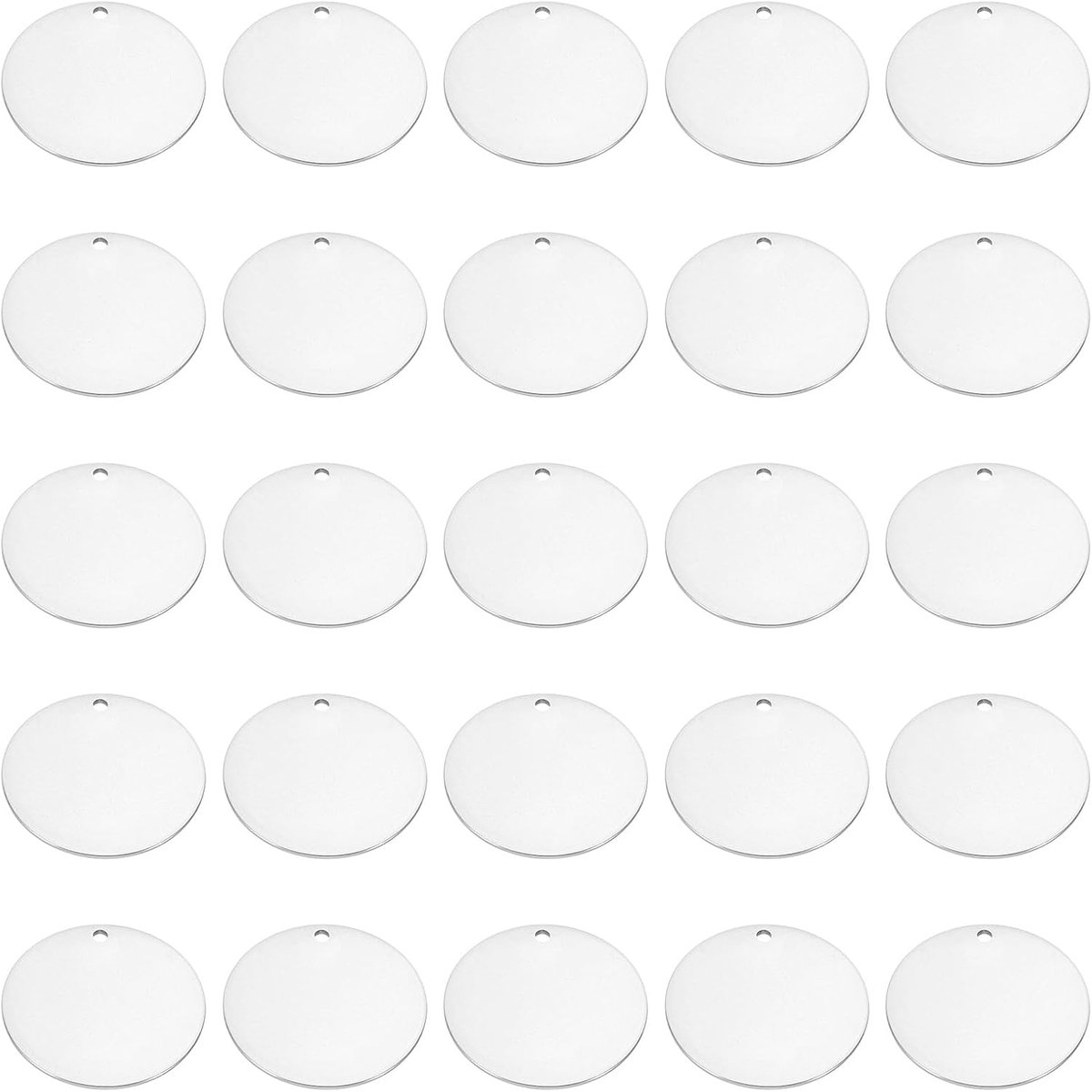 Ronde Hangeretiketten - Metalen Schijven - Cadeaus Personaliseren - Roestvrij Staal - 30 mm Diameter - Zilverkleurig