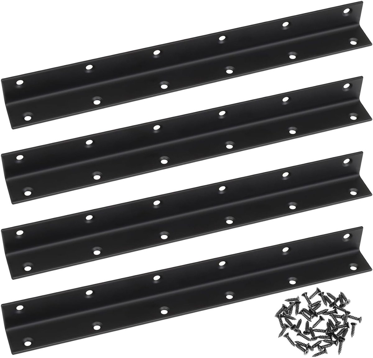 Dailygoods- Hoekbeugel - Zwart Roestvrij Staal - 4 Stuks - 12-Holes Ontwerp - 275 x 27 x 27 mm - Inclusief Schroeven - Duurzaam