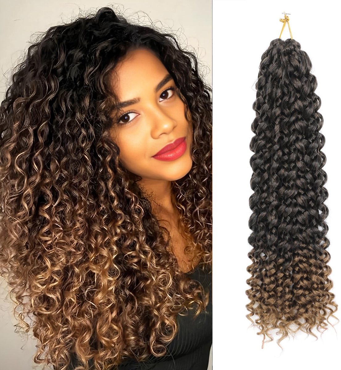Dailygoods- Crochet Haar 18 Inch - 8 Packs - Watergolf - Bohemian - Synthetisch - Krullend - Geschikt voor Feestelijke Gelegenheden - Haarextensies