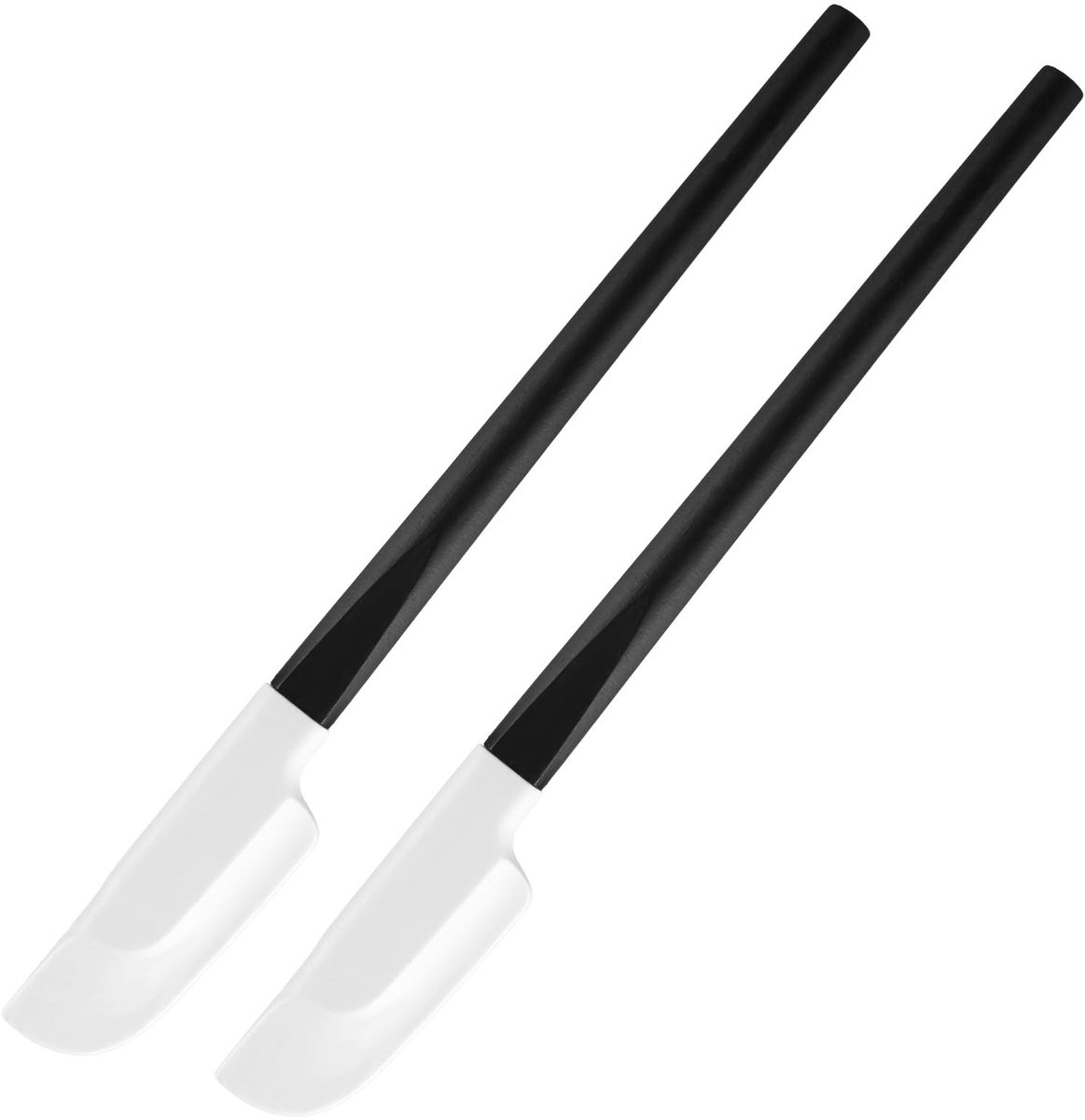 Dailygoods - 2 stuks houten handgreep bakspatel, 23 cm voedingskwaliteit rubber spatel kleine siliconen spatels voor bakken koken mixen (zwart)