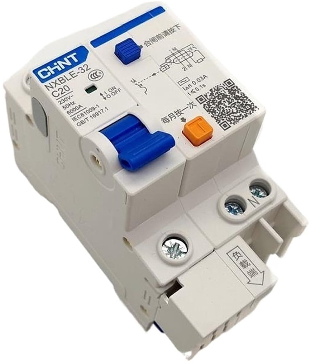 Automatische Schakelaar - Mini Stroomonderbreker - Elektrische Beveiliging - 1P+N 30mA C6A - 10A tot 32A - Grijs