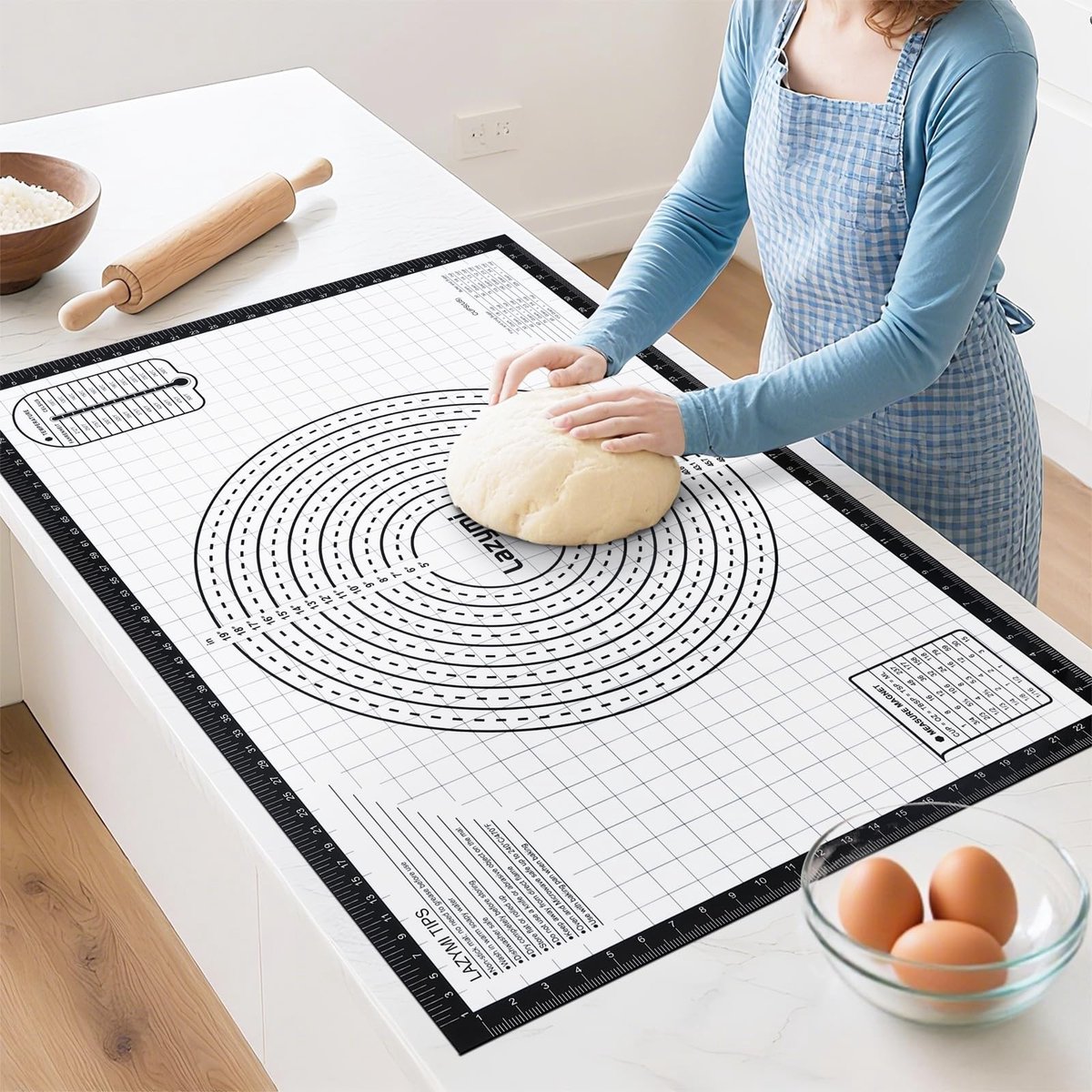 Siliconen Bakmat – Extra Groot 91 x 61 cm – Antiaanbak Deegmat met Maataanduiding – Hittebestendig en Herbruikbaar