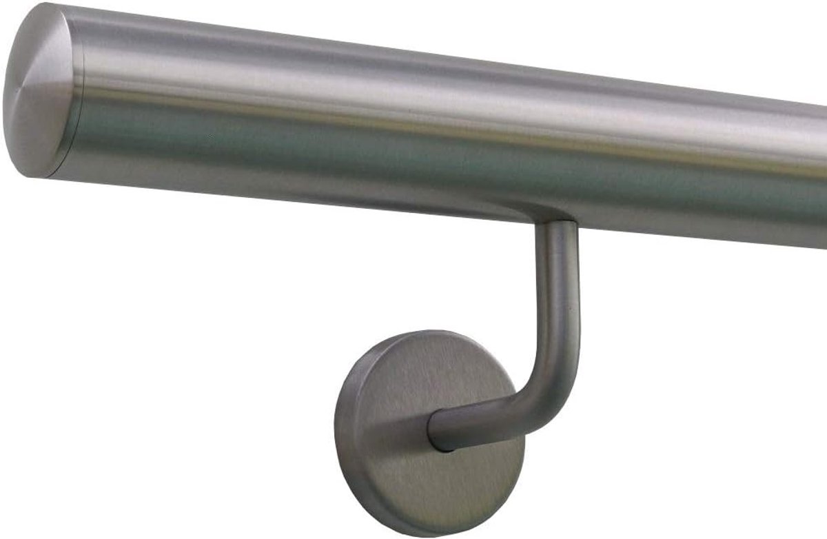 Roestvrijstalen leuning - Trapleuning metaal - Veilig traplopen - Gepatenteerde bajonetsluiting - 33.7 mm diameter - Roestvrij staal