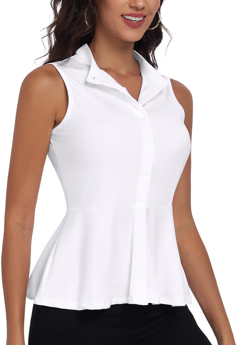 Dailygoods- Blouse Dames Elegant - Mouwloos Poloshirt - Ademend T-Shirt - Sportshirt - Tuniek - Sneldrogend Stoff