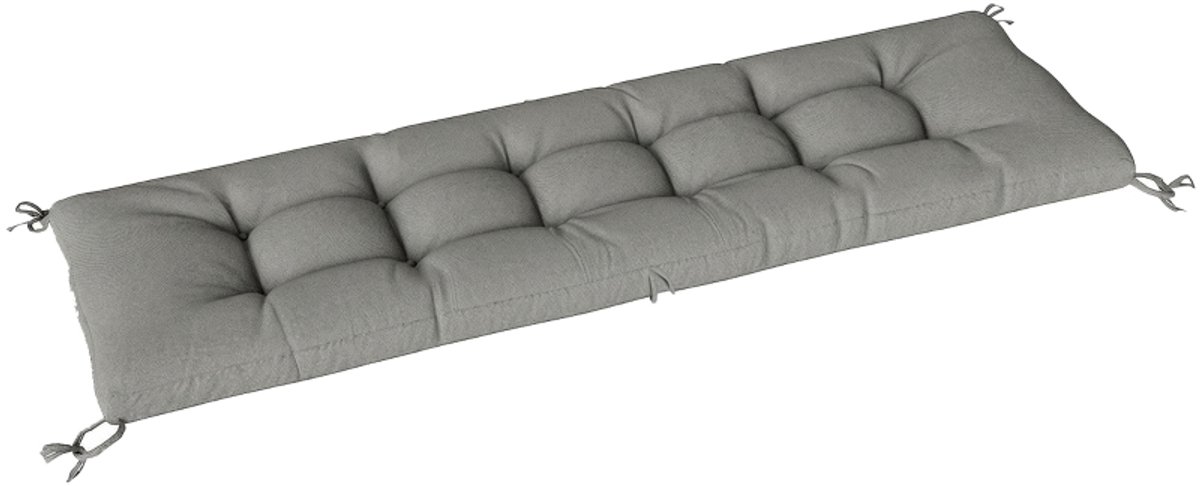 Palettenkissen - Afneembaar Zitkussen met Bevestigingsbanden - 198 x 65 x 13 cm - Lichtgrijs