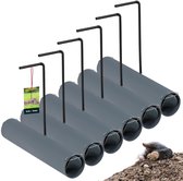 KOTARBAU® 6 stuks Mollenval, Diervriendelijke Mollenval, PVC + Verzinkt Staal, 25 cm, Grijs, ⌀ 5 cm, Mollenkoker, Mollenvanger, voor Woelmuizen en Mollen, met Melder, Voor Tuin en Gazon