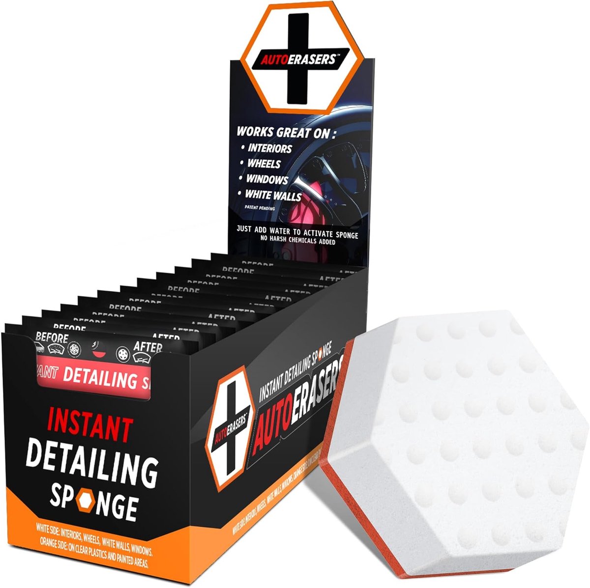 Reinigingsspons Auto - Detailing Spons - Vlekken Verwijderen - Dubbelzijdig Ontwerp - 12 Stuks - Wit/Grijs