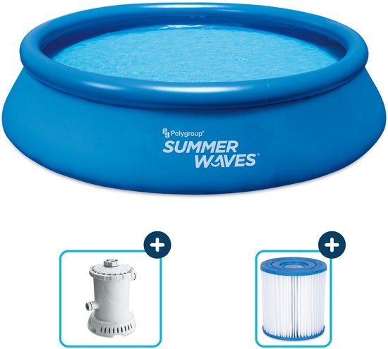 Blauw Summer Waves zwembad met losse filterpomp en filterpatroon.