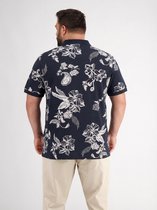LERROS Poloshirt met bloemen-all-overprint, grote maten , Maat: 5XL , Kleur: CLASSIC NAVY , 100% katoen
