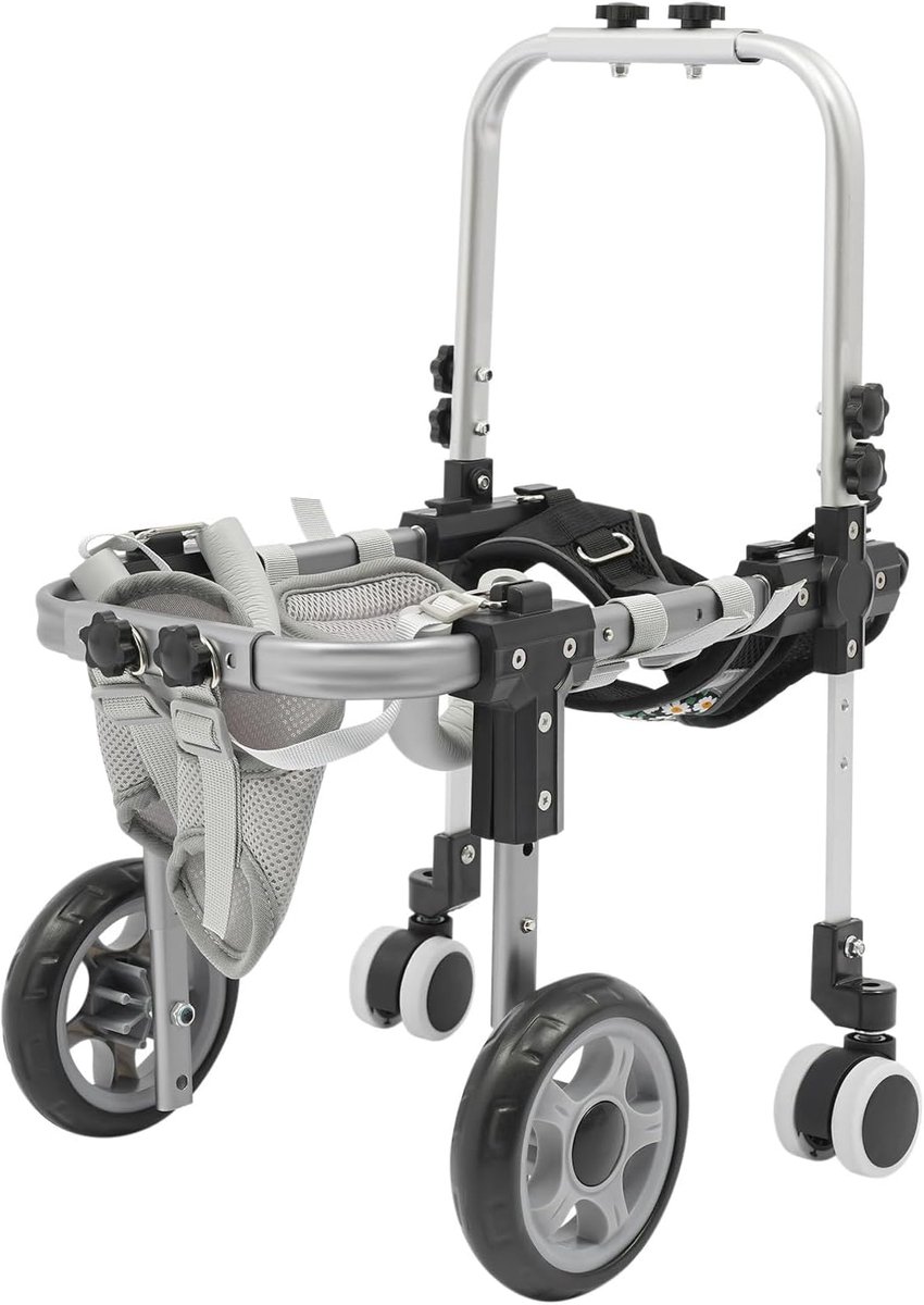 Hondenrolstoel Achterpoten - Hondenhulp - Mobiliteit Verbeteren - Verstelbaar Aluminium Frame - 46 x 30 x 15 cm - Zwart