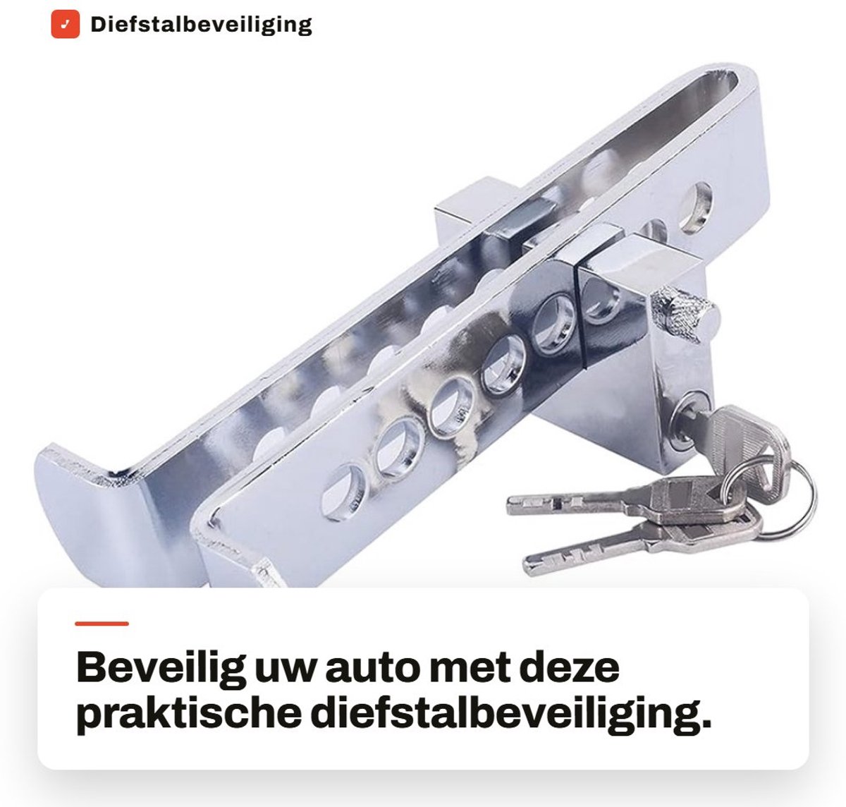 Dailygoods- Veiligheidsslot Diefstalbeveiliging - Auto/Voertuigkoppeling - Gereedschap van Staal - 3 Sleutels - Praktisch Vergrendelingsgereedschap - Gemakkelijk op te bergen