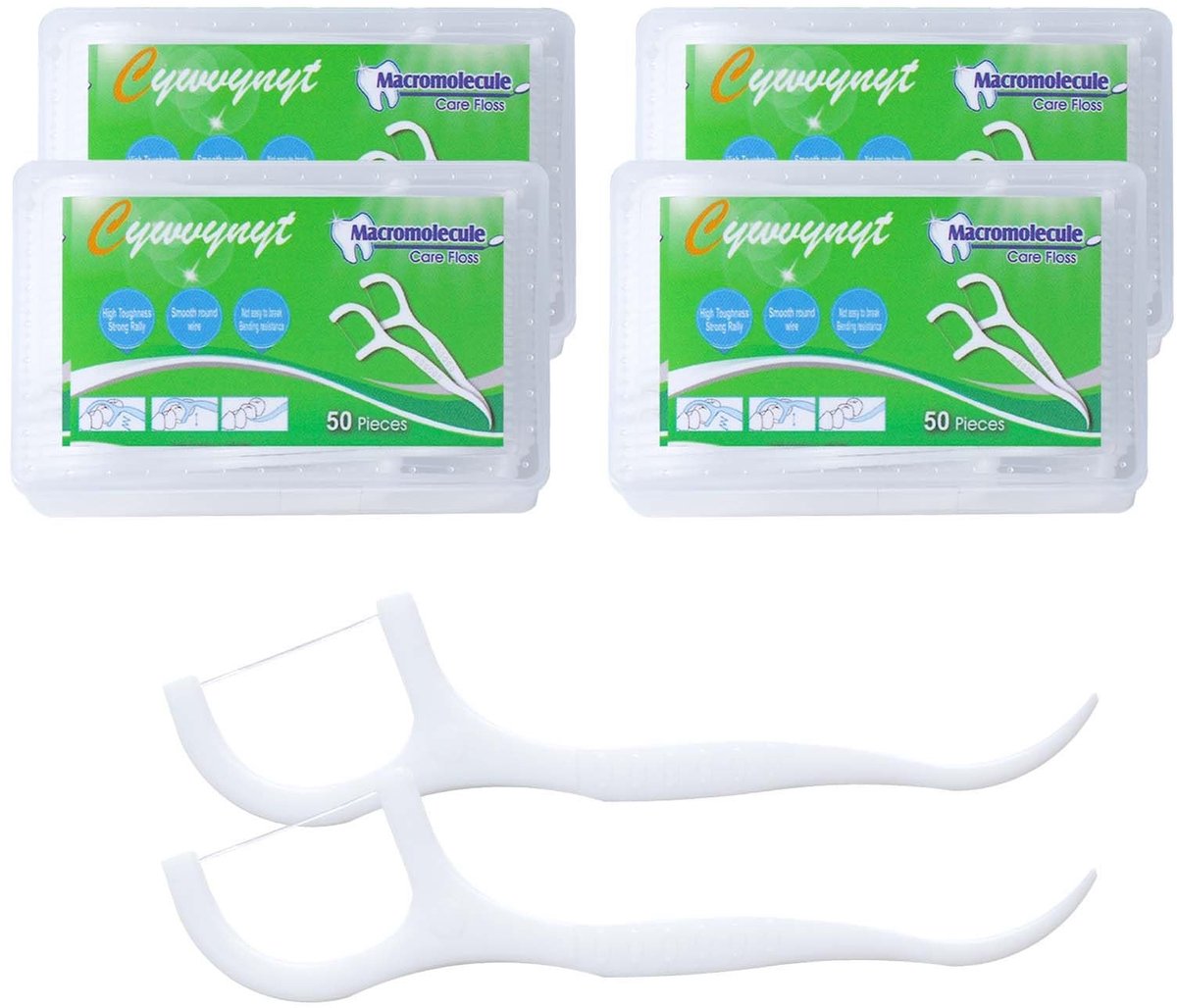 Dailygoods- Tandzijde 200 Stuks - Tandenflossers - Ergonomisch Ontwerp - Interdentale Flossers - Wegwerpbare Tandflossers - Tandenreiniger Sticks - Floss
