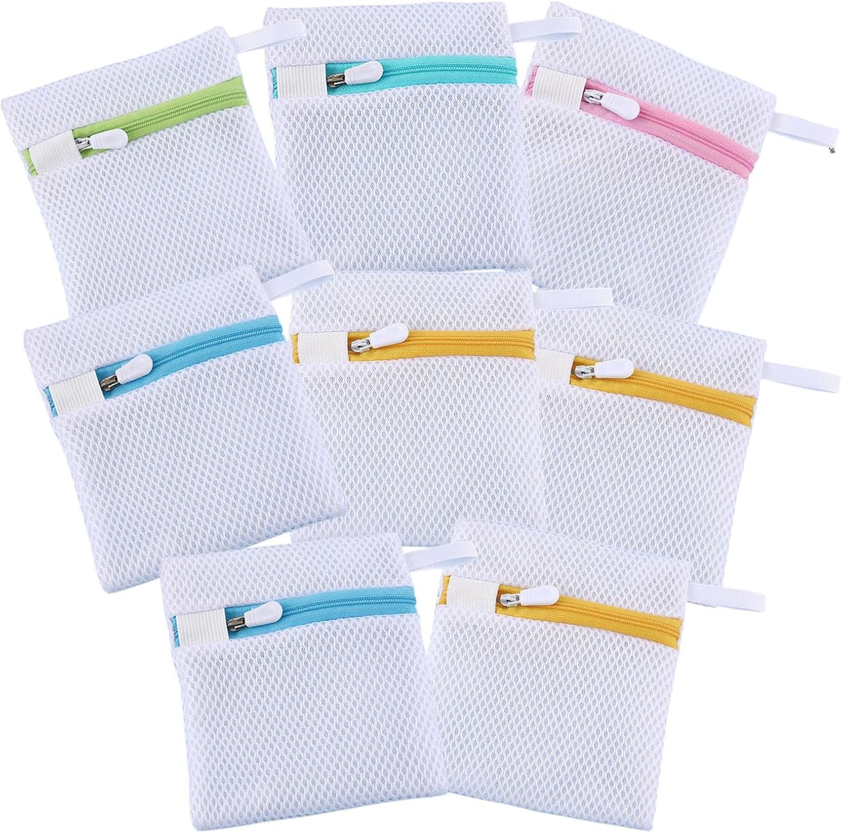 Mini waszakken - Wasnetten set - Gevoelig textiel wassen - Verborgen ritssluiting - 8 stuks 10x13cm - Willekeurig